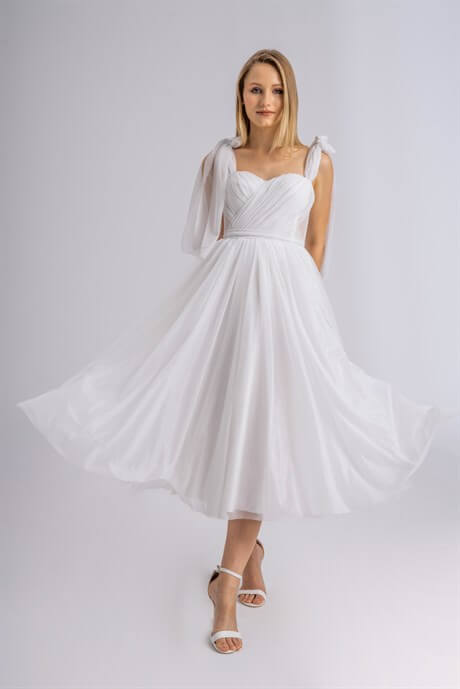 White Midi Silvery Evening and Prom Dress