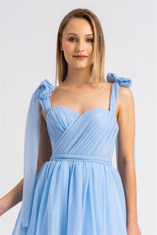 Ice Blue Midi Silvery Evening and Prom Dress