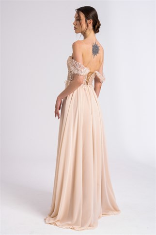 Lenta Moda Flesh-color Chiffon Evening Dress